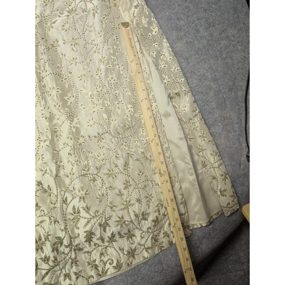 JS Collections Y2K Vintage Strappy Beaded Gold/Tan Formal Dress Slit Size 10 90s - Picture 6 of 11